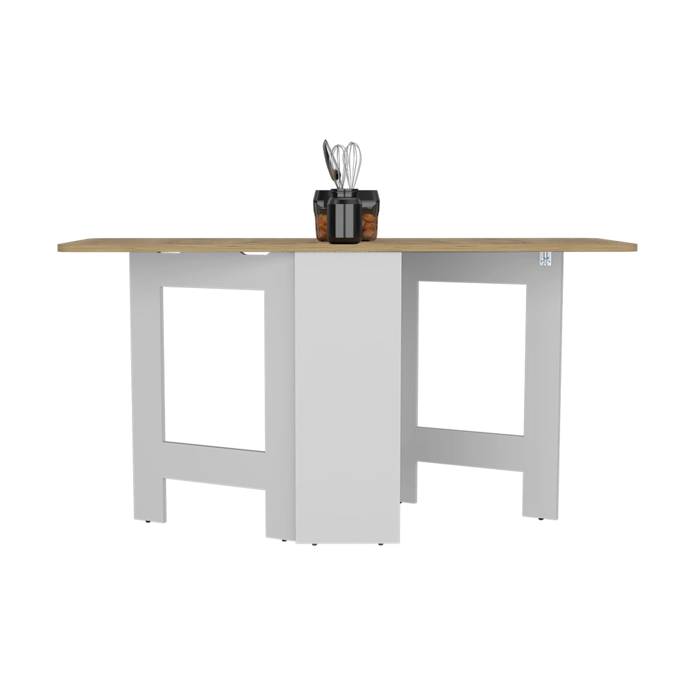 Folding Dining Table Evart, Living Room, White Macadamia Multicolor Particle Board Engineered Wood