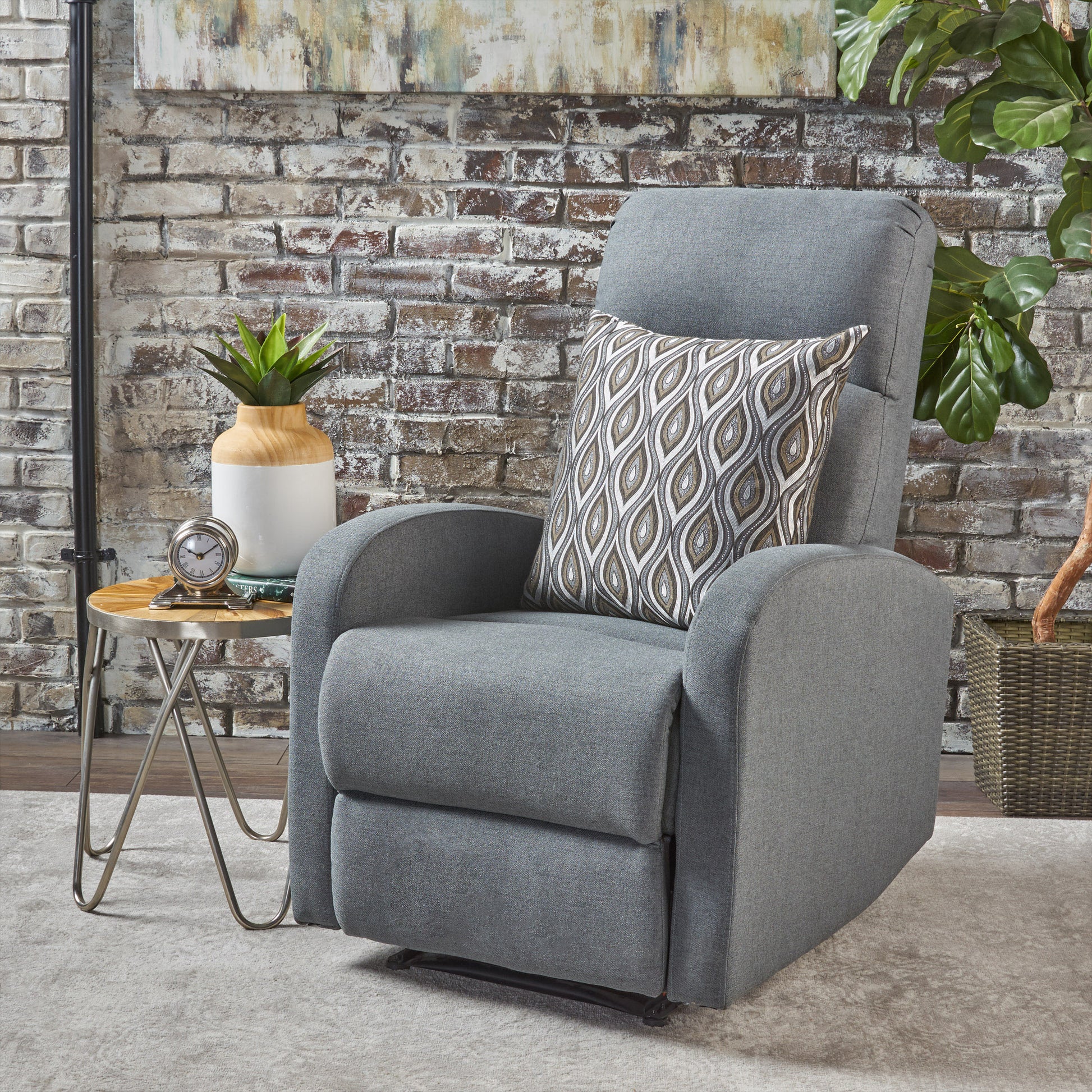 25.5" Wide Manual Standard Recliner Grey Polyester