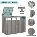 Garbage Bin Shed Stores 2 Trash Cans Metal Outdoor Bin Shed For Garbage Storage,Stainless Galvanized Steel, Bin Shed For Garden Yard Lawn,Grey Grey Iron