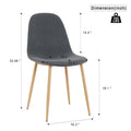 Light Grey Modern Fabric Chairs With Wood Transfer Metal Leg Set Of 4 Light Gray Metal