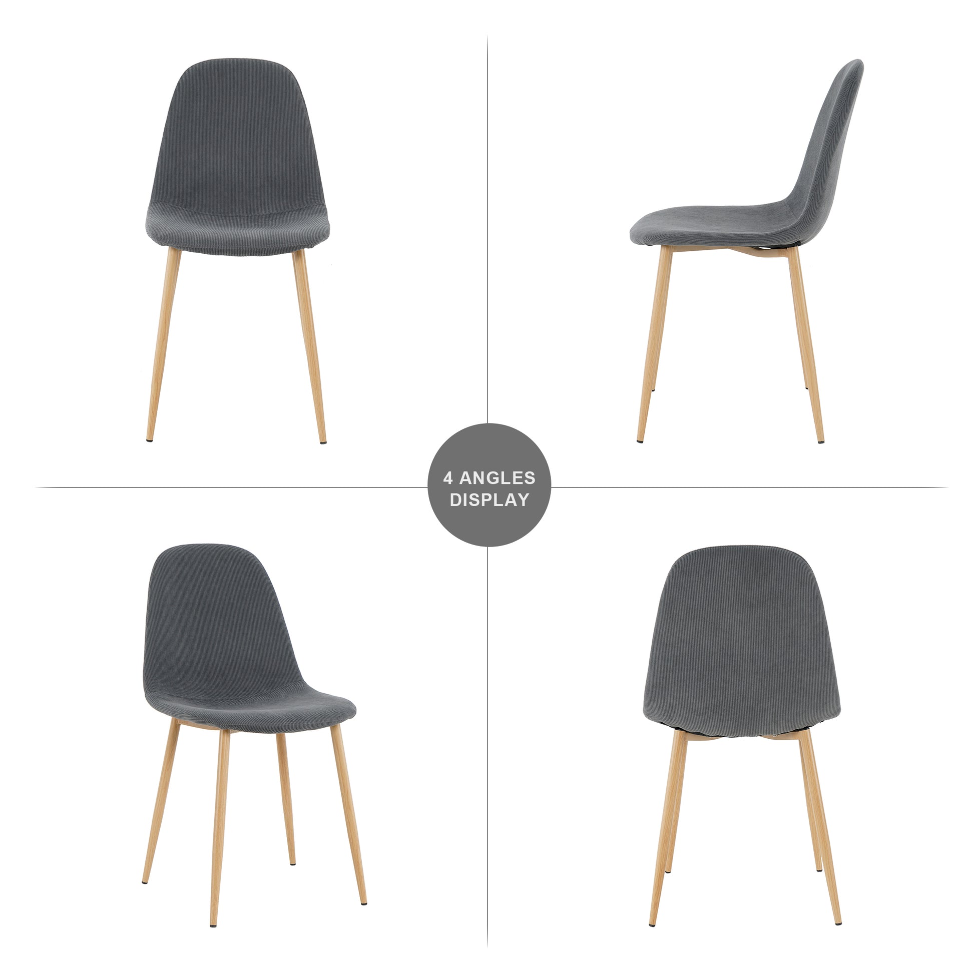 Light Grey Modern Fabric Chairs With Wood Transfer Metal Leg Set Of 4 Light Gray Metal