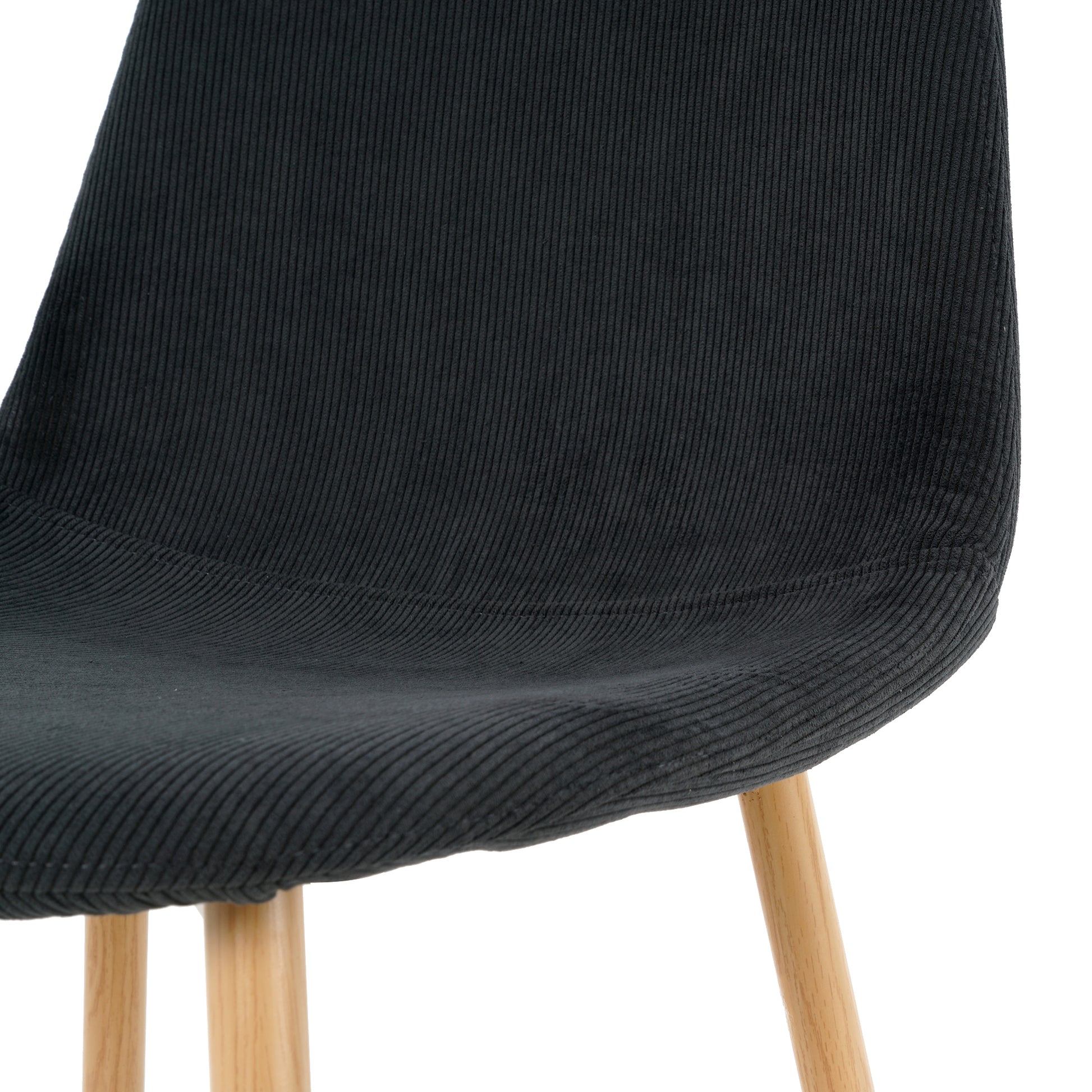 Deep Grey Modern Fabric Chairs With Wood Transfer Metal Leg Set Of 4 Dark Gray Metal