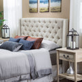 Lidia Wing Headboard Beige Fabric