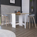 Folding Dining Table Evart, Living Room, White Macadamia Multicolor Particle Board Engineered Wood