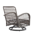 3 Pieces Outdoor Swivel Rocker Patio Chairs, 360 Degree Rocking Patio Conversation Set With Thickened Cushions And Glass Coffee Table For Backyard, Blue Blue Steel