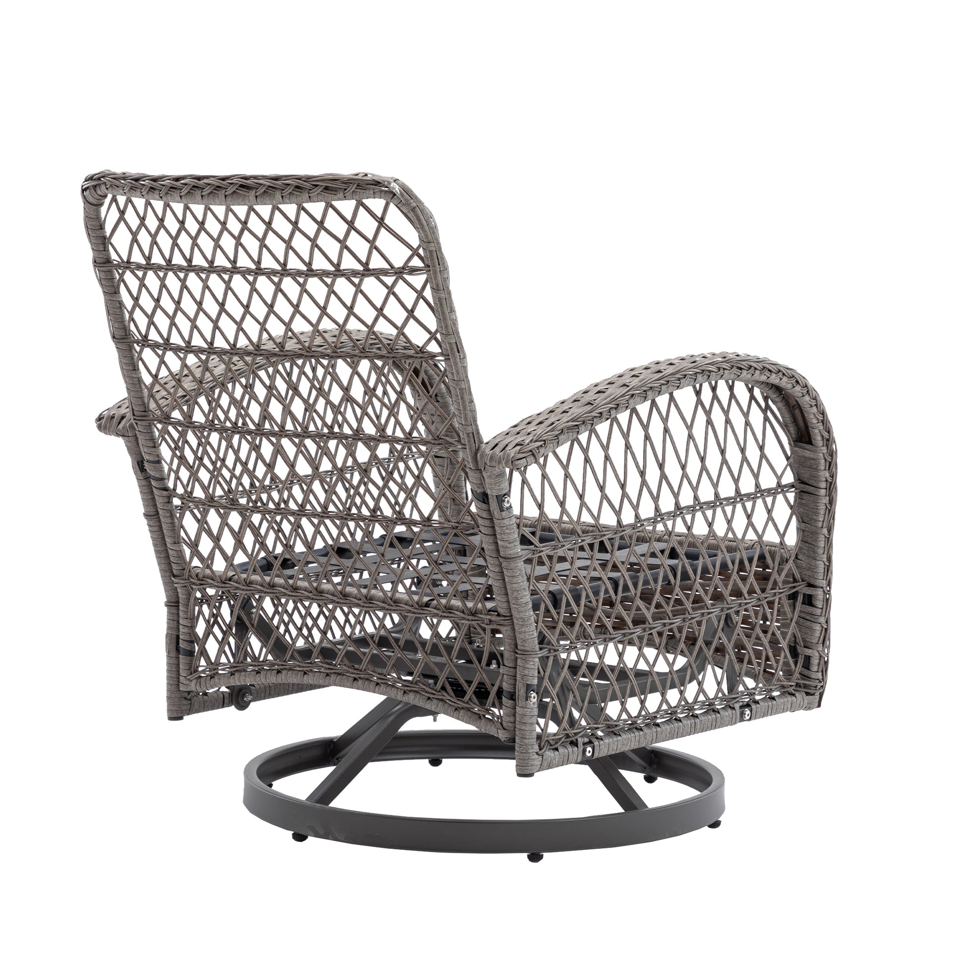 3 Pieces Outdoor Swivel Rocker Patio Chairs, 360 Degree Rocking Patio Conversation Set With Thickened Cushions And Glass Coffee Table For Backyard, Khaki Khaki Steel