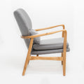 Club Chair, Wood Frame Club Chair, Grey Grey Fabric