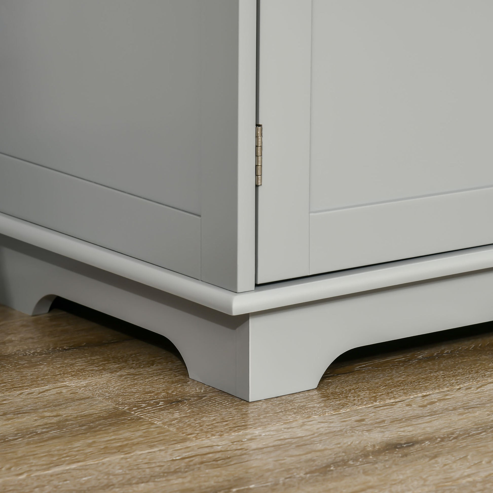 Sideboard Buffet Cabinet With Drawers, Kitchen Cabinet, Coffee Bar Cabinet With Rubberwood Top And Adjustable Shelves For Living Room, Kitchen, Gray Gray Mdf