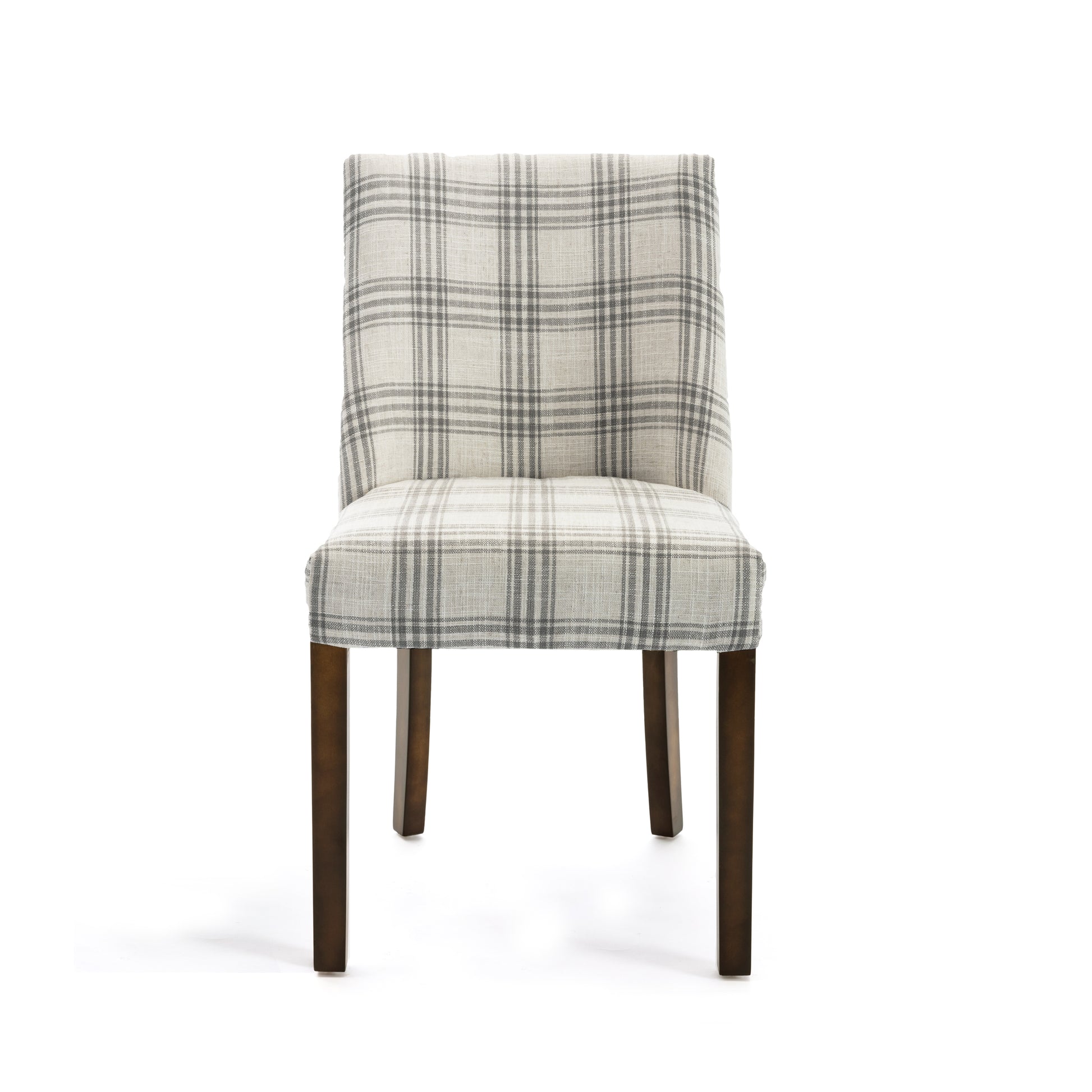 Dining Chair Grey Plaid Fabric