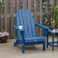 Folding Adirondack Chair, Faux Wood Patio & Fire Pit Chair, Weather Resistant Hdpe For Deck, Outside Garden, Porch, Backyard, Blue Blue Hdpe