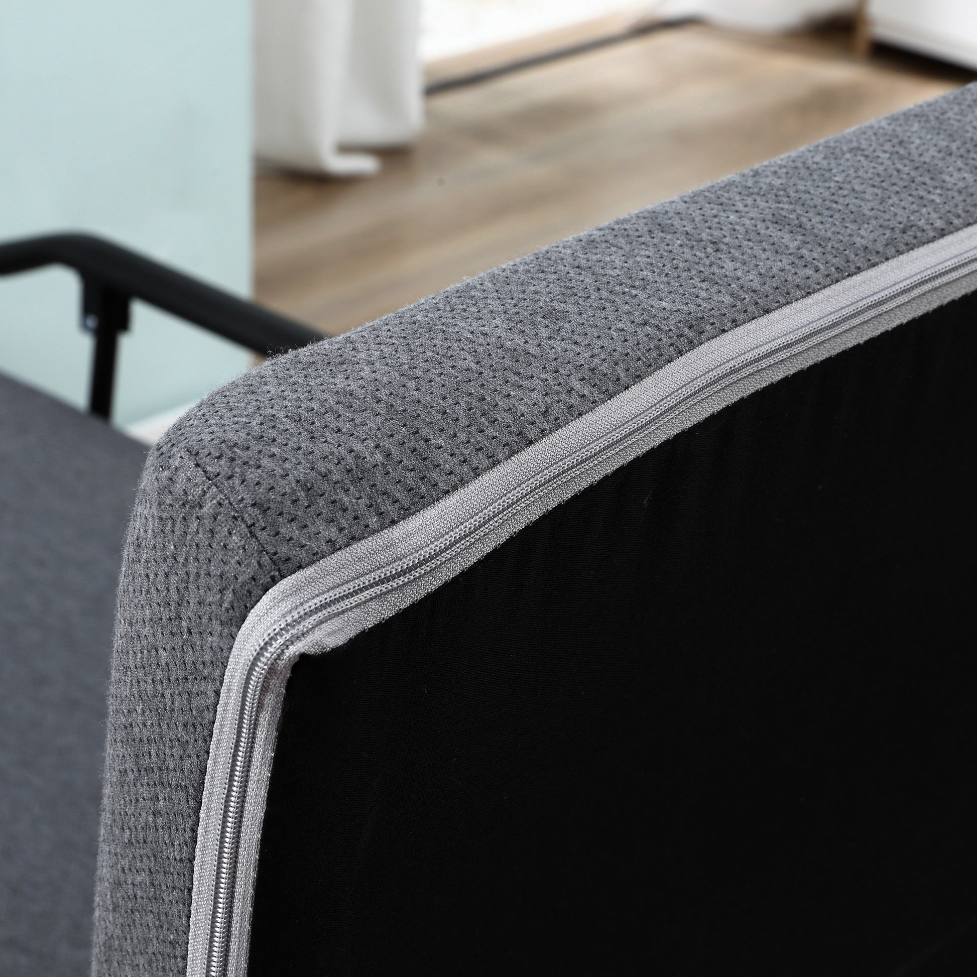 Rollaway Bed, Folding Bed With 3.25" Mattress, Portable Foldable Guest Bed With Adjustable Backrest, And Metal Frame On Wheels, Dark Grey Dark Grey Steel