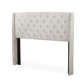 Lidia Wing Headboard Beige Fabric