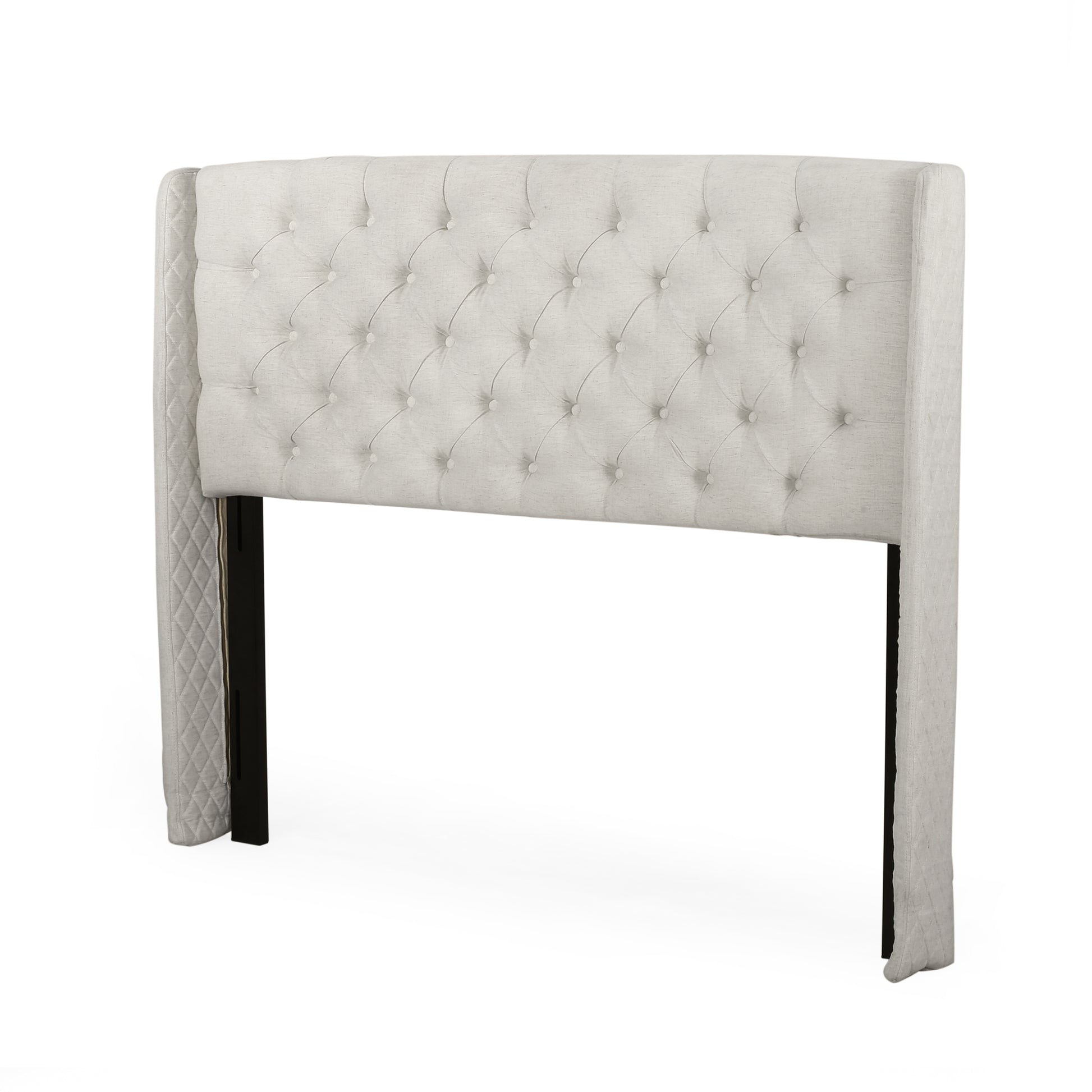 Lidia Wing Headboard Beige Fabric