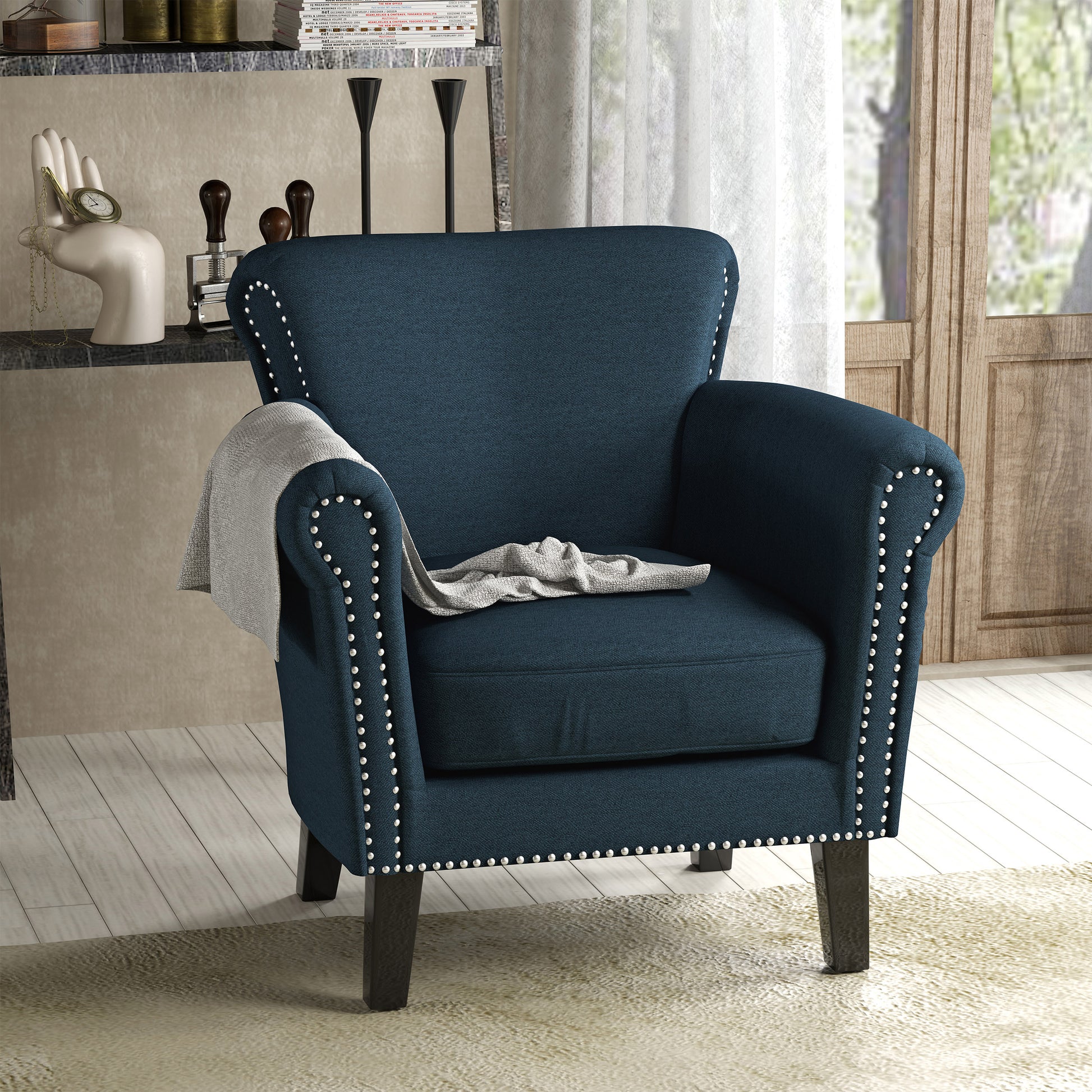 Club Chair Navy Blue Fabric