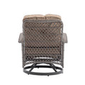 3 Pieces Outdoor Swivel Rocker Patio Chairs, 360 Degree Rocking Patio Conversation Set With Thickened Cushions And Glass Coffee Table For Backyard, Khaki Khaki Steel