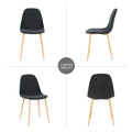Deep Grey Modern Fabric Chairs With Wood Transfer Metal Leg Set Of 4 Dark Gray Metal