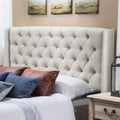 Lidia Wing Headboard Beige Fabric
