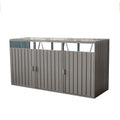 Garbage Bin Shed Stores 3 Trash Cans Metal Outdoor Bin Shed For Garbage Storage,Stainless Galvanized Steel, Bin Shed For Garden Yard Lawn,Grey Grey Iron