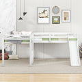 L Shaped Twin Size Loft Bed With Ladder And Slide, White White Solid Wood Mdf