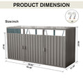 Garbage Bin Shed Stores 3 Trash Cans Metal Outdoor Bin Shed For Garbage Storage,Stainless Galvanized Steel, Bin Shed For Garden Yard Lawn,Grey Grey Iron
