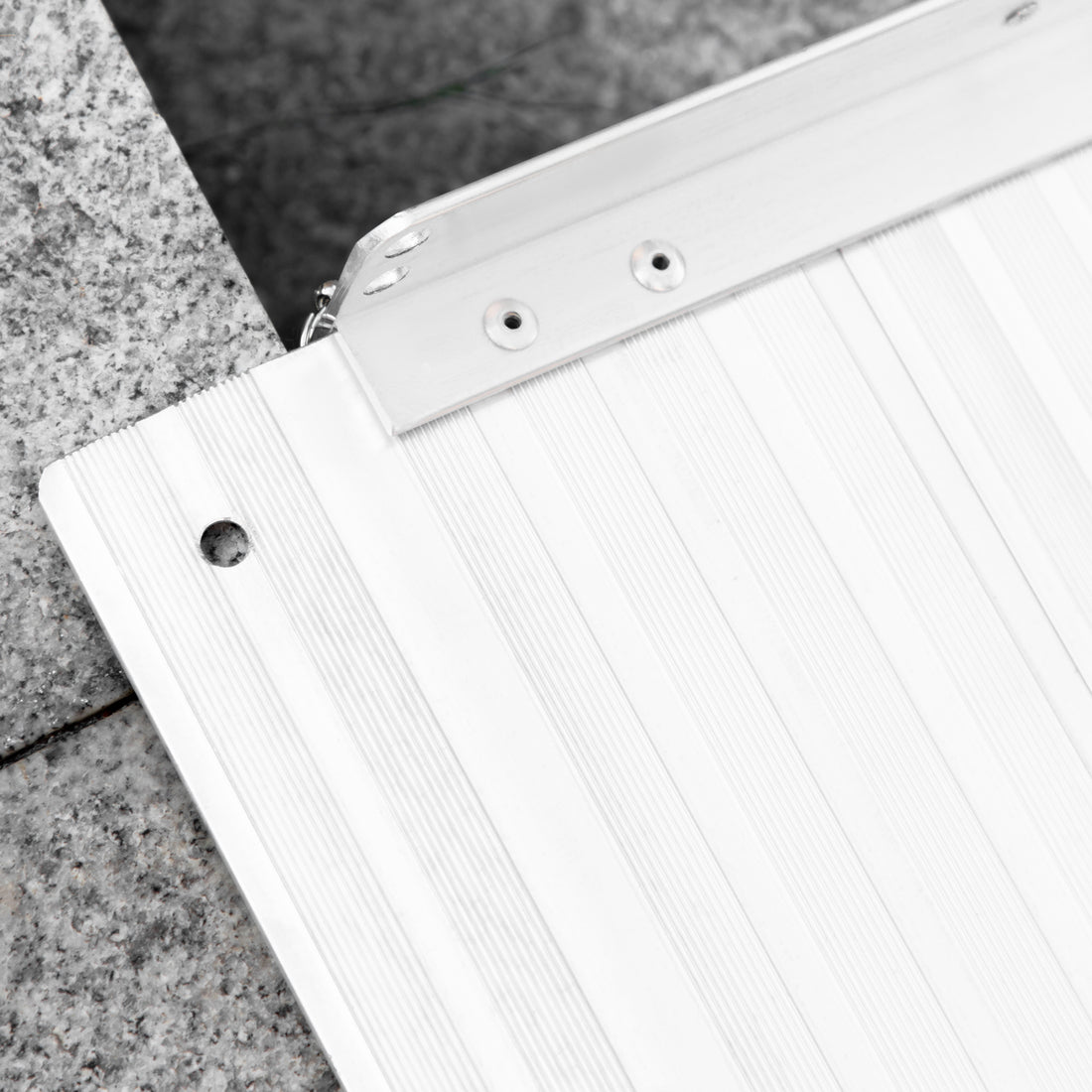 Textured Aluminum Portable Wheelchair Ramp For Home, Steps, Doorways, Foldable Handicap Ramp 2', Threshold Ramp With Durability For Strong Load Bearing Silver Aluminum