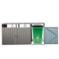 Garbage Bin Shed Stores 3 Trash Cans Metal Outdoor Bin Shed For Garbage Storage,Stainless Galvanized Steel, Bin Shed For Garden Yard Lawn,Grey Grey Iron