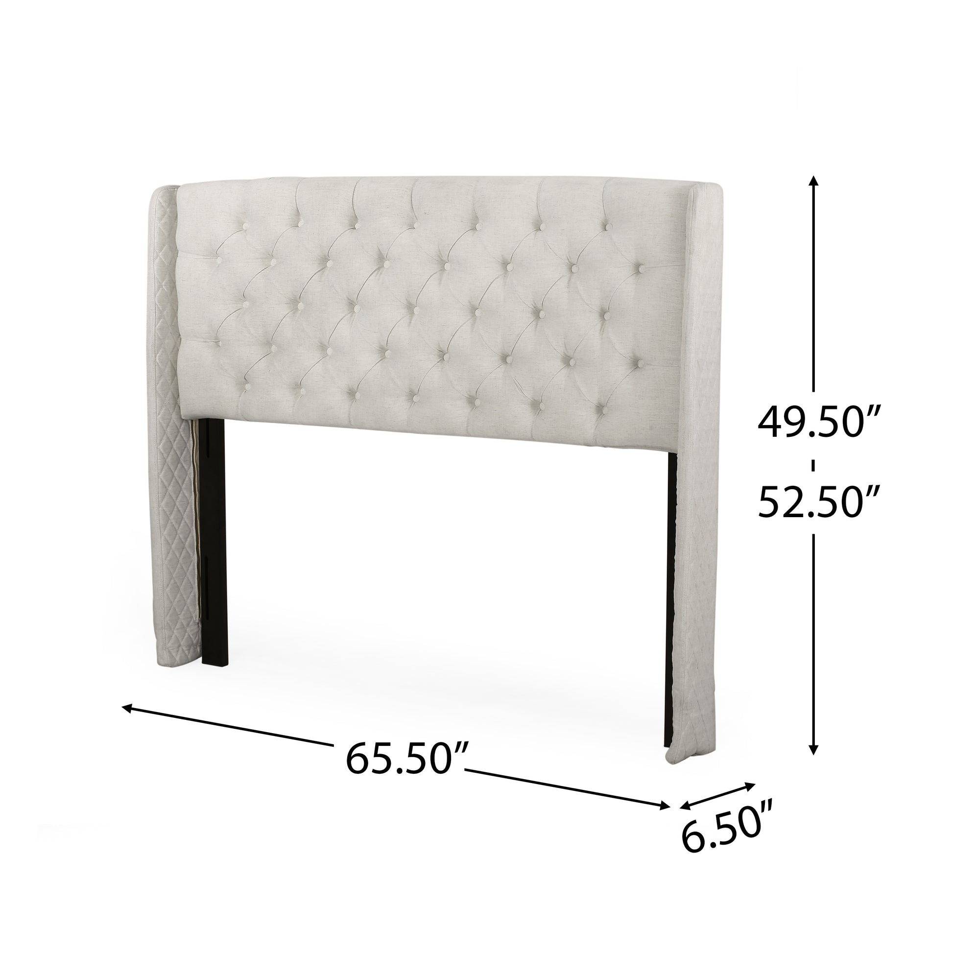Lidia Wing Headboard Beige Fabric