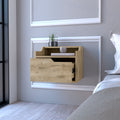 Floating Nightstand Chester, Bedroom, Macadamia Beige Particle Board Engineered Wood