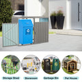 Garbage Bin Shed Stores 2 Trash Cans Metal Outdoor Bin Shed For Garbage Storage,Stainless Galvanized Steel, Bin Shed For Garden Yard Lawn,Grey Grey Iron