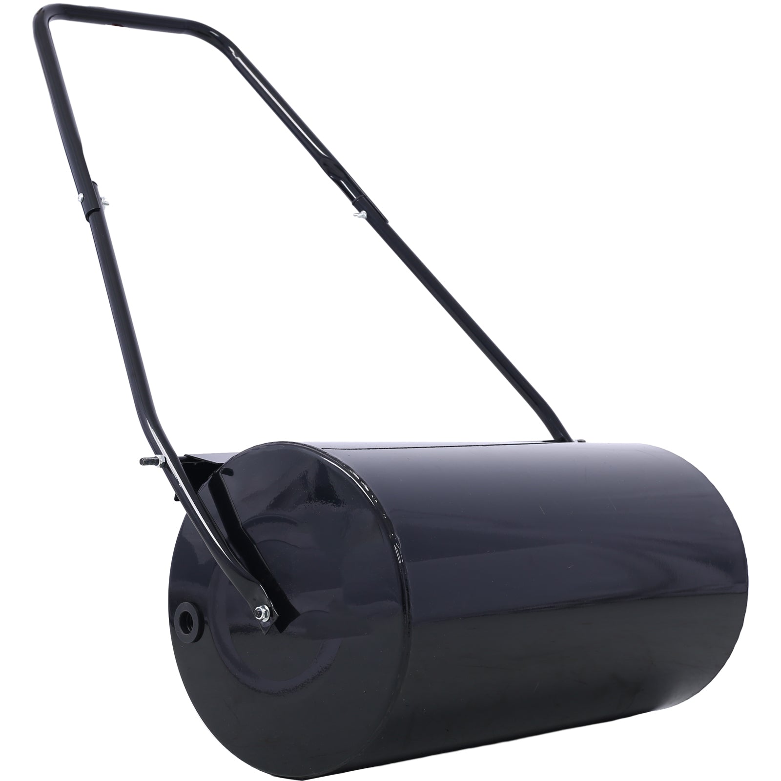 Lawn Roller, Push Tow Behind Water Sand Filled Steel Yard Sod Roller For Garden Backyard, 13 Gallon Black Steel