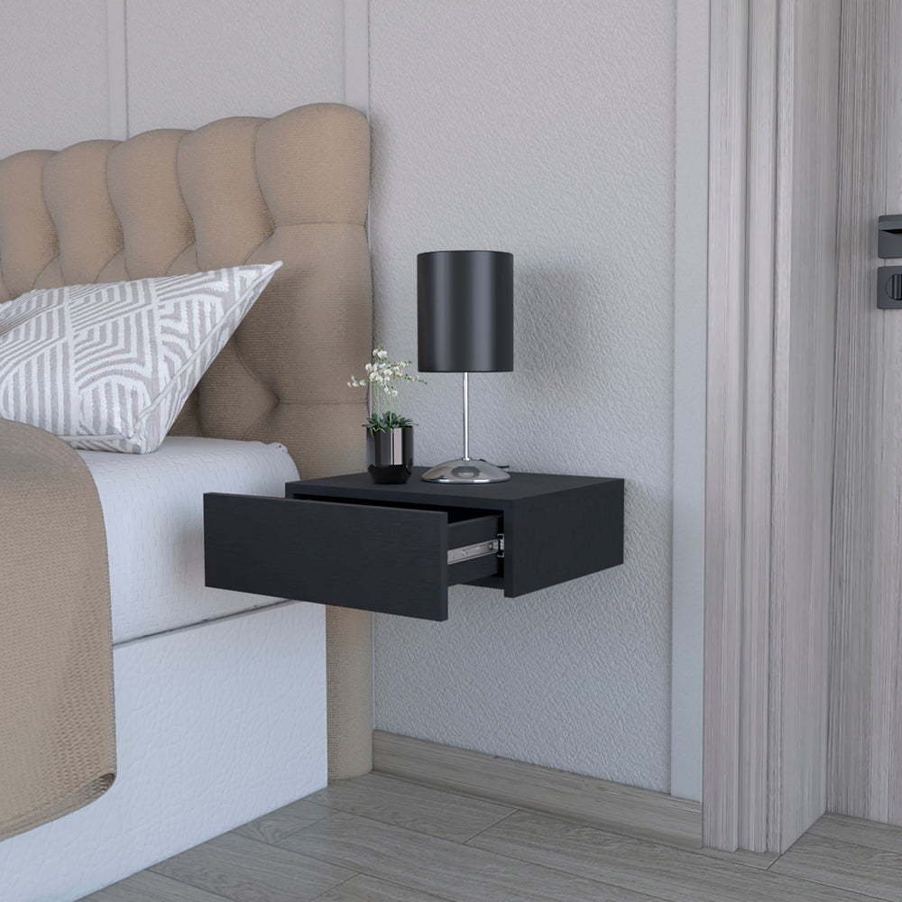 Nightstand Isola, Bedroom, Black Black Particle Board Engineered Wood