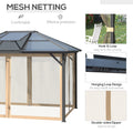 10' X 12' Hardtop Gazebo Canopy With Polycarbonate Roof, Top Vent And Aluminum Frame, Permanent Pavilion Outdoor Gazebo With Netting, For Patio, Garden, Backyard, Deck, Lawn Gray Metal
