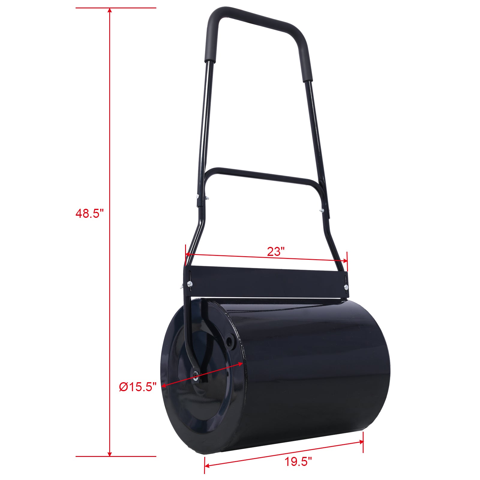 Lawn Roller, 16 Gallon Heavy Duty Tow Behind Water Sand Filled Sod Drum Roller For Garden Yard Park Black Steel