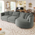 Three Indoor Cushioned Combination Sofas With Three Pillows And Curved Seat, For Living Room, Study Room, And Apartment Gray Polyester