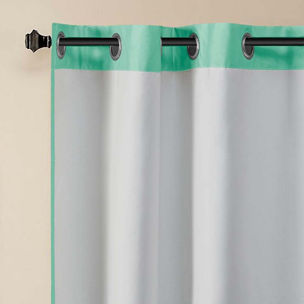 Chevron Printed Room Darkening Grommet Top Panel Pair Aqua Polyester