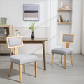 Heng Ming T Back Dining Chair, With Rivet Decoration Adjustment Mat, Suitable For Dining Room, Kitchen, Balcony, Bedroom,Set Of 2 Light Gray Fabric