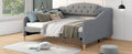 Full Size Vintage Upholstery Daybed With Button Tufted Backrest, Gray Gray Upholstered