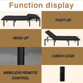 Adjustable Bed Base King Three Fold Motorized Head And Foot Incline Quick And Easy Assembly King Black Steel
