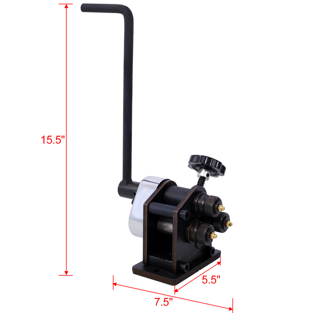 Ring Roller Bender 3",Ring Manual Roller Bender Up To1 4" Round Steel & 1" X 3 16" Flat Steel,Hardened Steel Portable Hand Crank Ring Roller 13 1 2'' Long Handle Black Steel