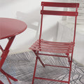 3 Piece Patio Bistro Set Of Foldable Round Table And Chairs, Red No Red Metal