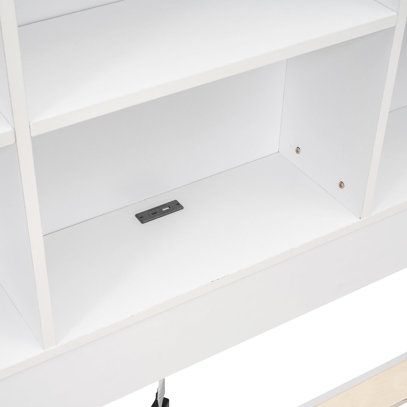 Full Size Platform Bed With Storage Headboard, Charging Station And 2 Drawers, White Box Spring Not Required Full White Wood Bedroom Bed Frame Solid Wood Mdf