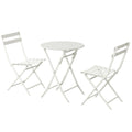 3 Piece Patio Bistro Set Of Foldable Round Table And Chairs, White No White Metal