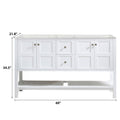 60 In Bathroom Vanity Base Cabinet Only, Double Sink Configuration,With Soft Closing Doors And Full Extension Dovetail Drawers Freestanding Bathroom Storage In White White Plywood