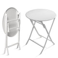 3 Piece Patio Bistro Set Of Foldable Round Table And Chairs, White No White Metal