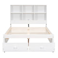 Full Size Platform Bed With Storage Headboard, Charging Station And 2 Drawers, White Box Spring Not Required Full White Wood Bedroom Bed Frame Solid Wood Mdf