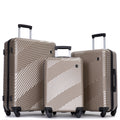 3 Piece Luggage Sets Pc Abs Lightweight Suitcase With Two Hooks, Spinner Wheels, 20 24 28 Gold Gold Abs Pc