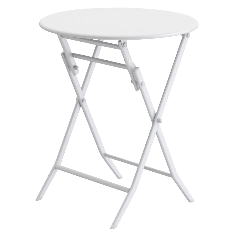 3 Piece Patio Bistro Set Of Foldable Round Table And Chairs, White No White Metal