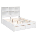 Full Size Platform Bed With Storage Headboard, Charging Station And 2 Drawers, White Box Spring Not Required Full White Wood Bedroom Bed Frame Solid Wood Mdf