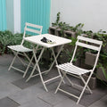 3 Piece Patio Bistro Set Of Foldable Square Table And Chairs, White No White Metal