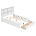 Full Size Platform Bed With Storage Headboard, Charging Station And 2 Drawers, White Box Spring Not Required Full White Wood Bedroom Bed Frame Solid Wood Mdf